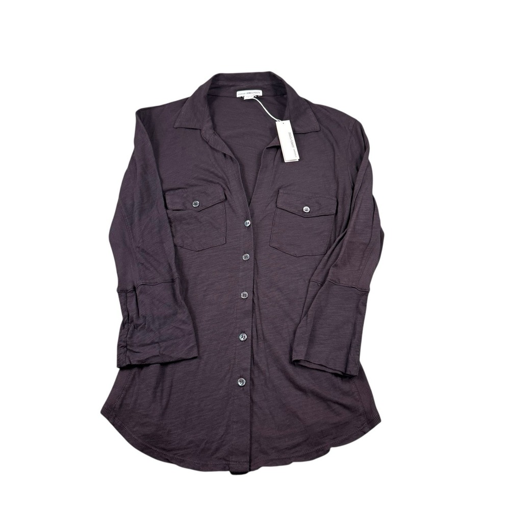 James Perse Standard Fig Purple Cotton Button Front Shirt WUA3042 Size 1 USA NWT
